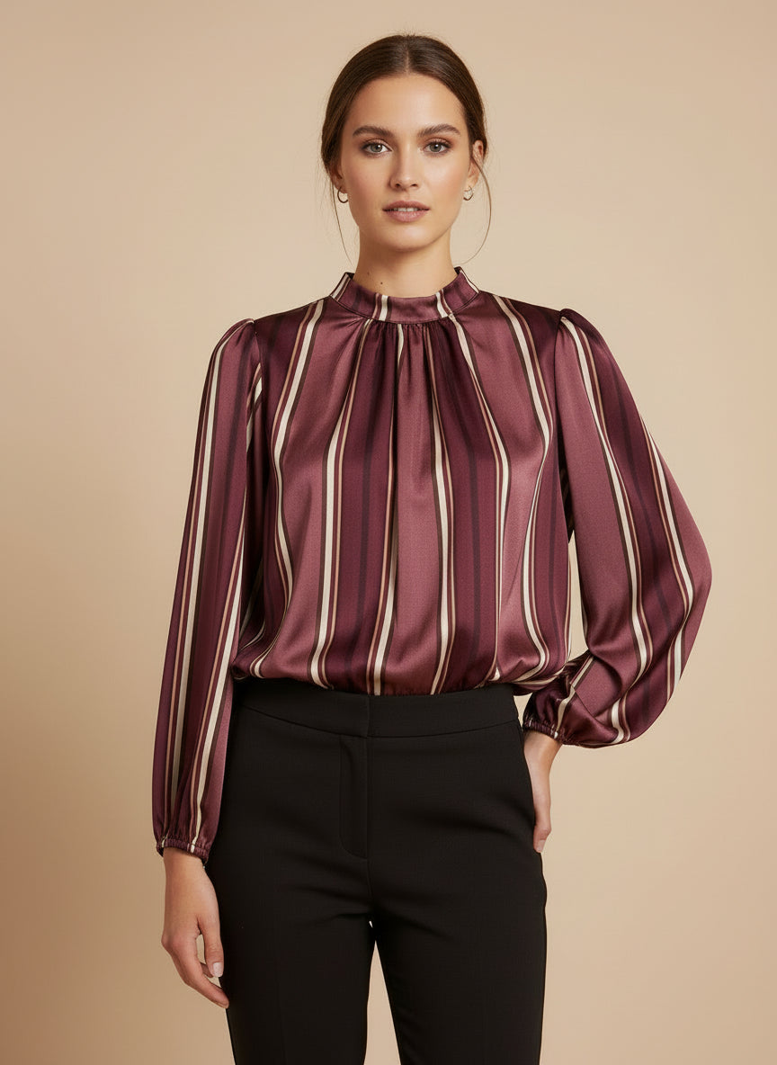 Top crop de rayas satinado