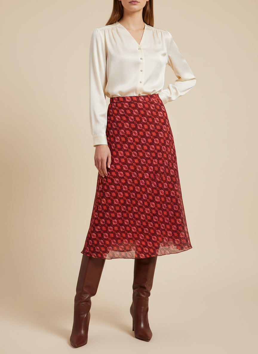 Falda Midi Estampada Rouge