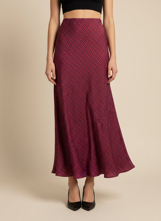 Falda midi de cuadros