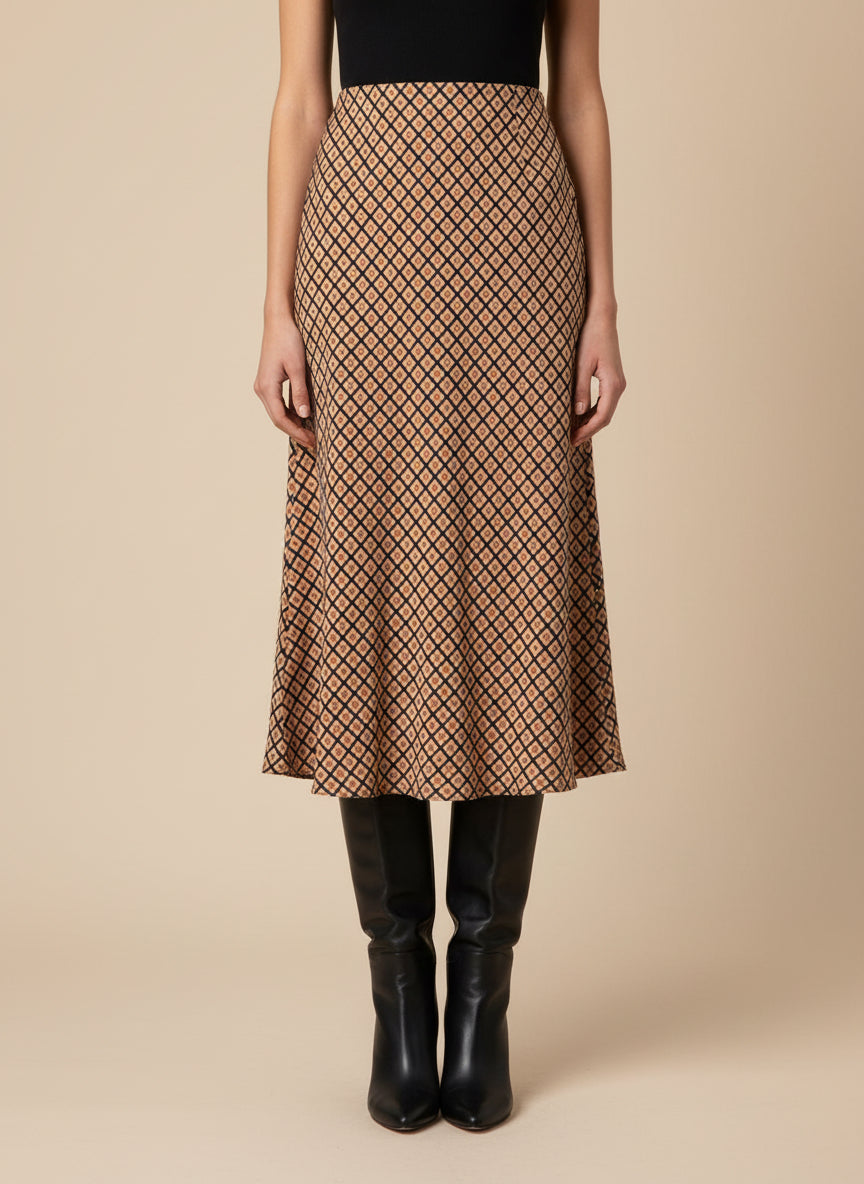 Falda midi de cuadros