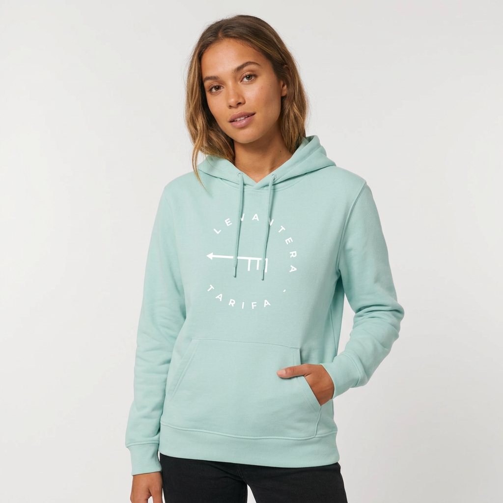 Hoddie Orgánica Levantera Tarifa grosor medio — Azul agua