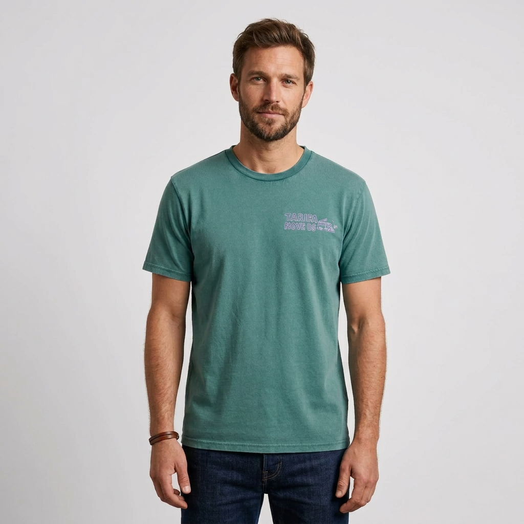 Camiseta Tarifa Move Us Vintage — Verde, frontal