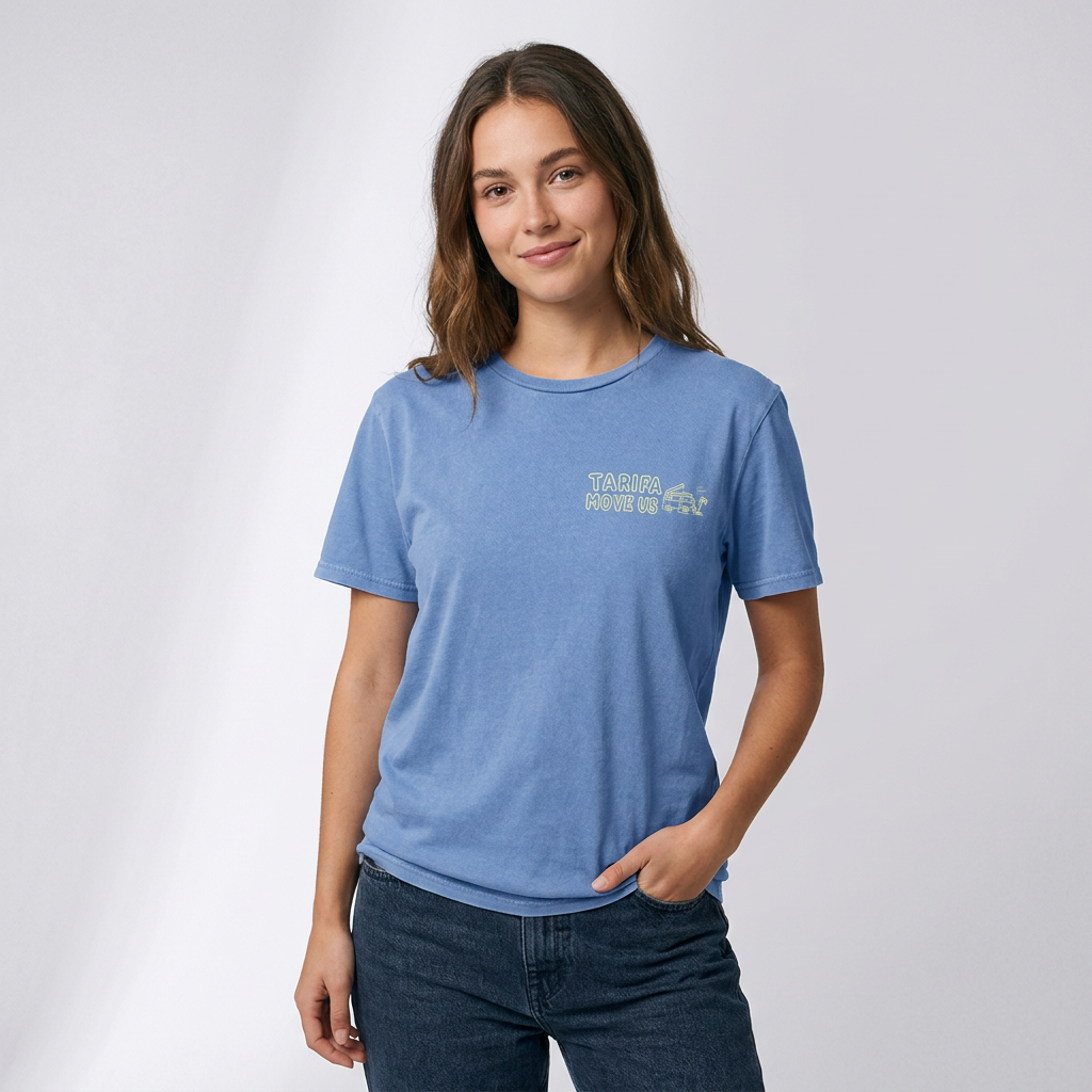 Camiseta Tarifa Move Us Vintage — Azulón, frontal