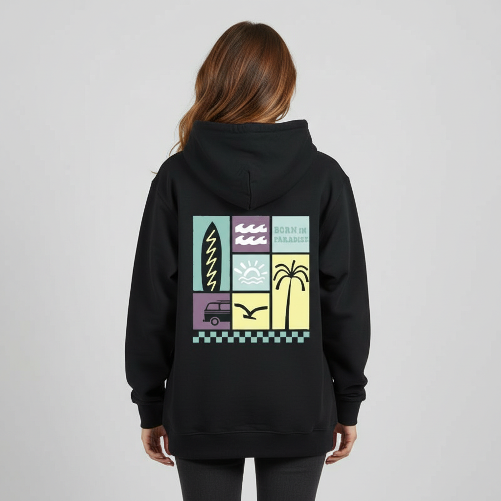 Hoodie Premium "Born in the Paradise" Unisex