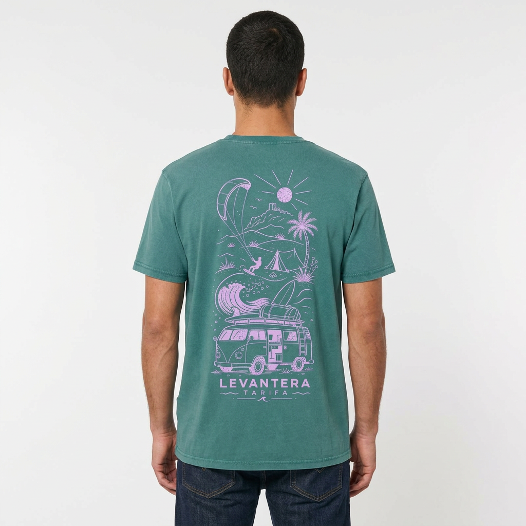 Camiseta Tarifa Move Us Vintage — Verde, espalda