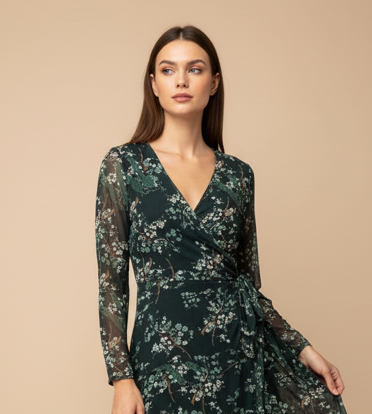 Vestido Midi Floral Tul