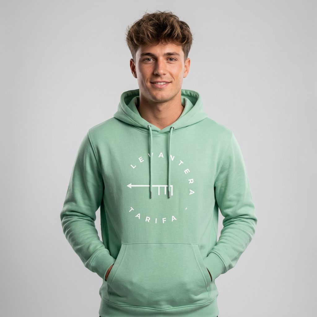 Hoodie Orgánica Premium Levantera Tarifa — Verde jade