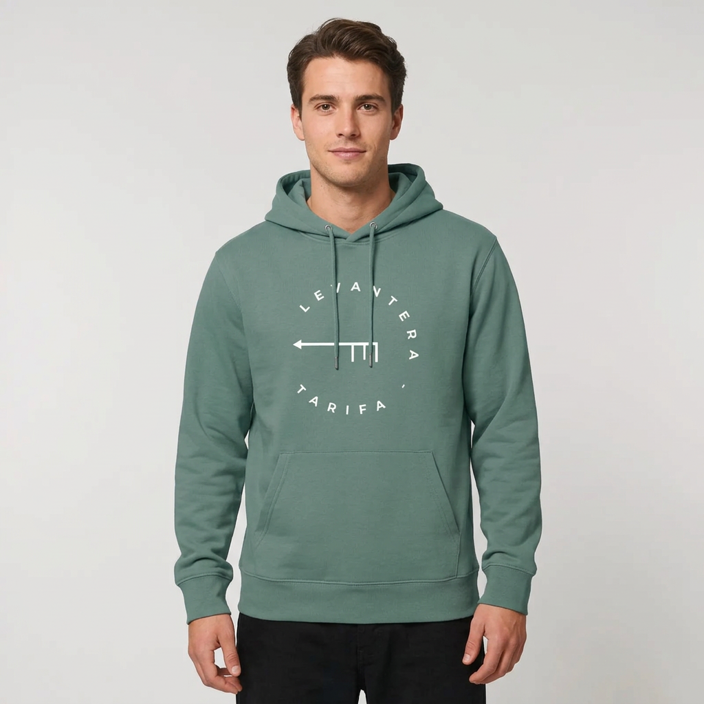 Hoodie Orgánica Premium Levantera Tarifa — Verde eucalipto
