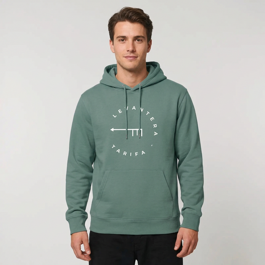 Hoodie Orgánica Premium Levantera Tarifa — Verde eucalipto