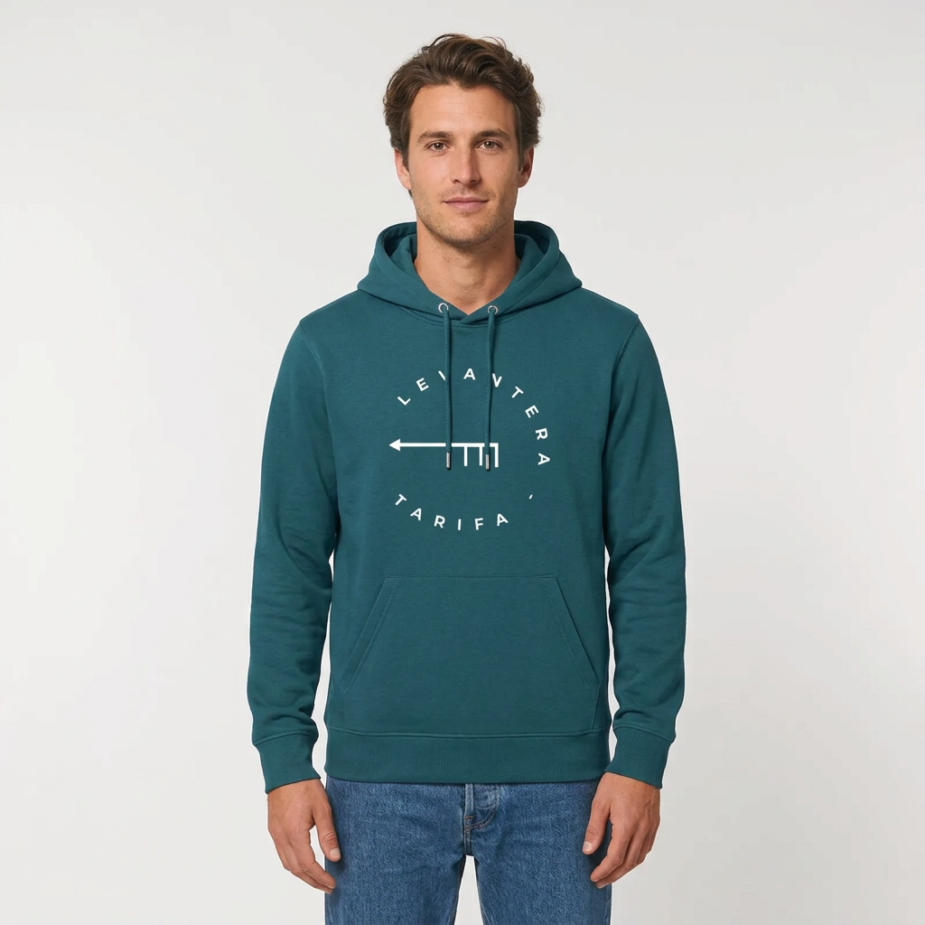 Hoodie Orgánica Premium Levantera Tarifa — Azul petróleo