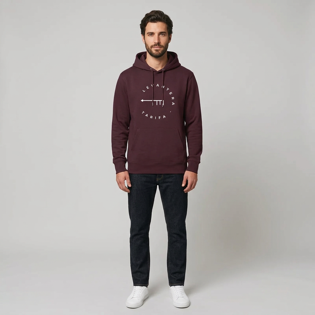 Hoodie Orgánica Premium Levantera Tarifa — Burdeos