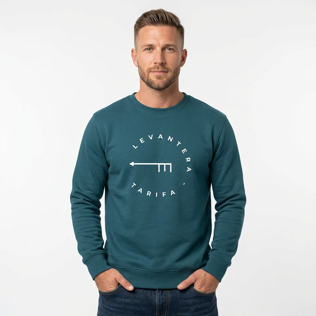Sudadera Orgánica Premium Levantera Tarifa — Azul petróleo